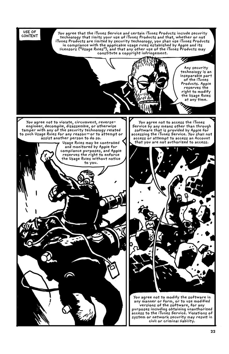 Illustration for article titled Convierten los términos y condiciones de iTunes en una delirante novela gráfica